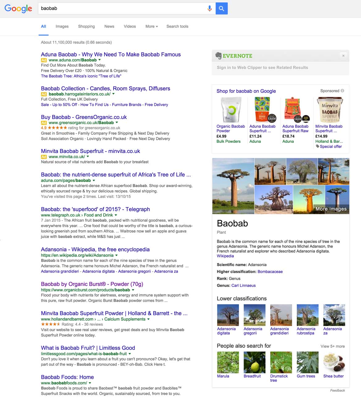 Baobab search results