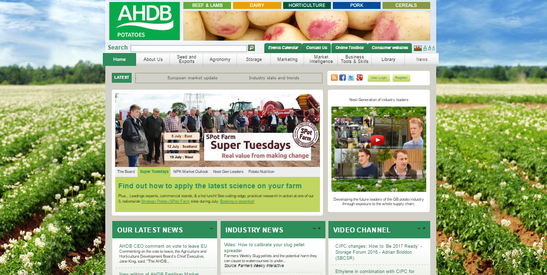 AHDB Potatoes website redesign